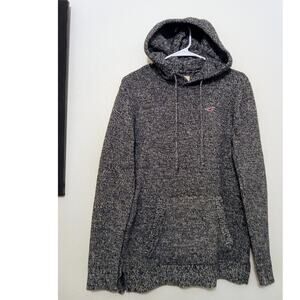 HOLLISTER California Sweater Hoodie Pullover Drawstring Grey Knit SZ S